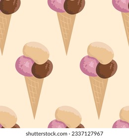 Vektor nahtloses Muster mit Eistöpfen in biege. Tapete, Hintergrund, Papier oder Stoffdruck