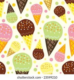 vector seamless pattern with ice cream