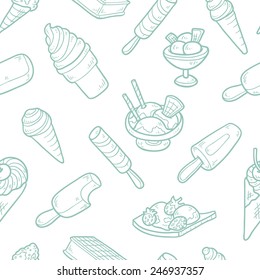 Vector seamless pattern of ice cream