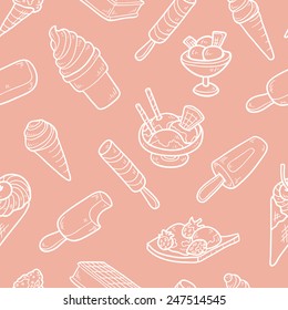 Vector seamless pattern of ice cream