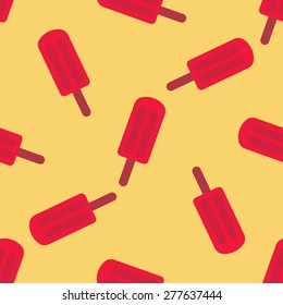 Vector seamless pattern of ice cream. Ice cream with fruit juice. Popsicle on a stick