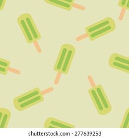 Vector Seamless Pattern Of Ice Cream. Ice Cream With Fruit Juice. Popsicle On A Stick