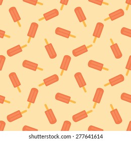 Vector Seamless Pattern Of Ice Cream. Ice Cream With Fruit Juice. Popsicle On A Stick