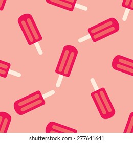 Vector Seamless Pattern Of Ice Cream. Ice Cream With Fruit Juice. Popsicle On A Stick