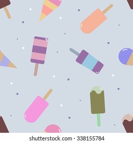 Vector seamless pattern with ice cream