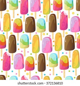 Vector seamless pattern with ice cream. Can be used for fabrics, wallpapers, ornamental template for design and decoration, etc