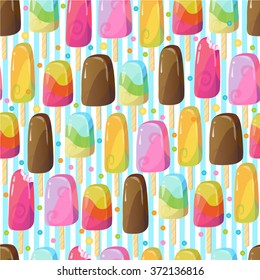 Vector seamless pattern with ice cream. Can be used for fabrics, wallpapers, ornamental template for design and decoration, etc