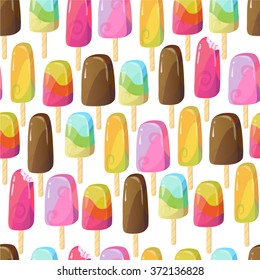 Vector seamless pattern with ice cream. Can be used for fabrics, wallpapers, ornamental template for design and decoration, etc
