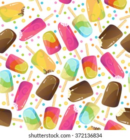 Vector seamless pattern with ice cream. Can be used for fabrics, wallpapers, ornamental template for design and decoration, etc