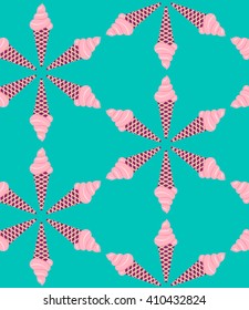 vector seamless pattern with ice cream on a blue background