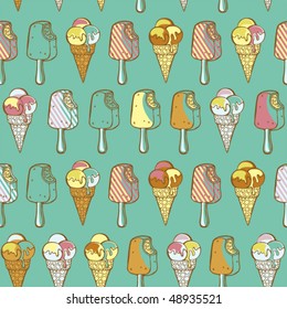 vector seamless pattern with ice cream