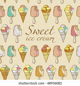 vector seamless pattern with ice cream