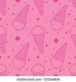  Vector seamless pattern with ice cream. Hand drawn ice cream seamless pattern.