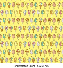 vector seamless pattern with ice cream