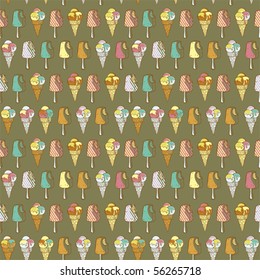 vector seamless pattern with ice cream