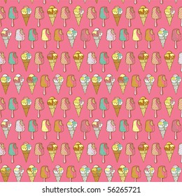 vector seamless pattern with ice cream