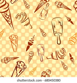 Vector seamless pattern with ice cream.
