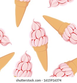 vector seamless pattern with ice creams, hand drawn illustration