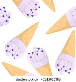 vector seamless pattern with ice creams, hand drawn illustration