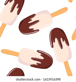 vector seamless pattern with ice creams, hand drawn illustration