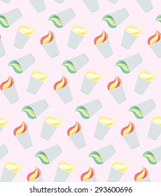 Vector seamless pattern from ice-creams with three color themes