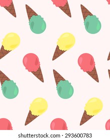 Vector seamless pattern from ice-creams with three color themes