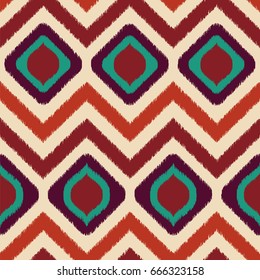 Vector seamless pattern with ikat style.