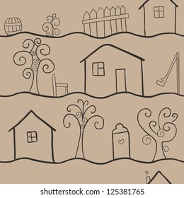 Vector seamless pattern illustrating country life