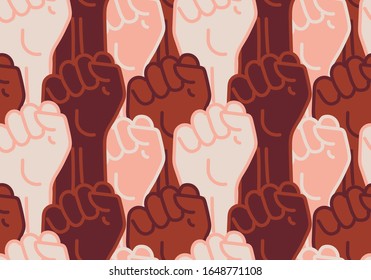 Vector seamless pattern illustration: "arms raised up in protest"