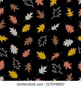 Vector seamless pattern with illustration of autumn leaves