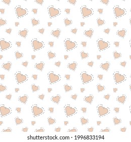 Vector seamless pattern illustration of a cute pink  heart. Seamless patterns. Perfect for banners, party invitations, fabrics, packaging. EPS10