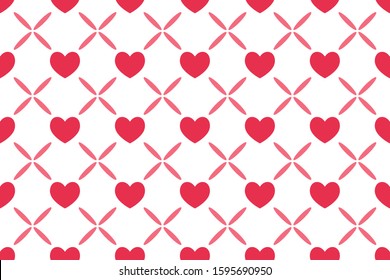 Vector seamless pattern illustration design on the theme of Valentines Day on February 14th. For printing on paper, wallpaper, covers, textiles, fabrics, for decoration, decoupage, and other.