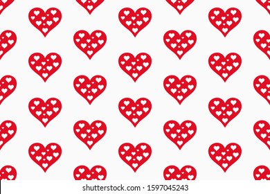 Vector seamless pattern illustration design on the theme of Valentines Day on February 14th. For printing on paper, wallpaper, covers, textiles, fabrics, for decoration, decoupage, and other.