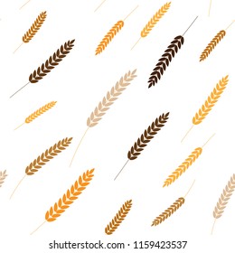 Vector seamless pattern illustration ears of wheat. Beer, oktoberfest, background. For bakery package, bread products.Autumn harvest.