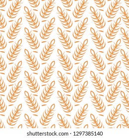 Vector seamless pattern illustration ears of wheat. Whole grain, natural, organic background for bakery package, bread products.