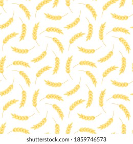 Láminas de trigo para ilustraciones de patrones sin fisuras vectoriales. Grano entero, fondo natural, orgánico para el paquete de panadería, productos de pan.