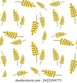 Vector seamless pattern illustration ears of wheat. Malt beer background. Autumn harvest.