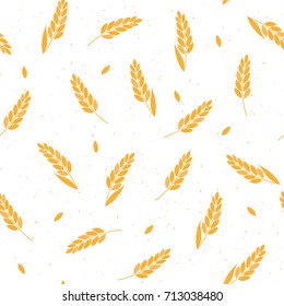 Vector seamless pattern illustration ears of wheat.  Whole grain, natural, organic background for bakery package, bread products. 