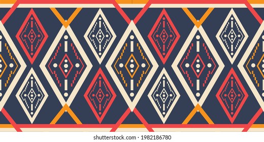 Vector seamless pattern Illustration  Ethnic  ikat pattern Tribal pattern Pakistan India geometric  native texture  Ethnic background for carpet, wallpaper, clothing, wrapping, Batik, fabric,fashion 