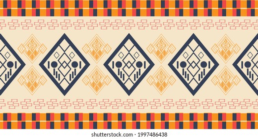 Patrón de vectores sin soldadura Ilustración Patrón de ikat étnico Patrón tribal India textura nativa geométrica Origen étnico de la alfombra, papel pintado, ropa, envoltura, Batik, tela, moda