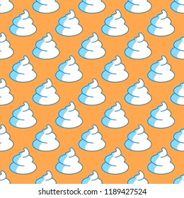 Vector seamless pattern illustration with foam which can be used in design of baked meringues, marshmallows, clouds on orange background