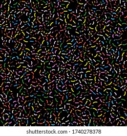 Vector  seamless pattern illustration with multi-colored confetti   in a black background