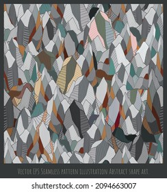 Vector Seamless pattern illustration overlapping Abstract mountain art.