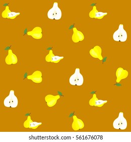 Vector seamless pattern illustration with pear on brown background. This template with this design can be used as a template for the design in the fashion industry, wallpaper, wrapping paper, etc.