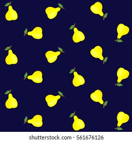 Vector seamless pattern illustration with pear on dark blue background. This template with this design can be used as a template for the design in the fashion industry, wallpaper, wrapping paper, etc.