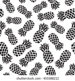 vector seamless pattern with illustration of pineapples, monochrome palette