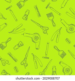 Vector Seamless pattern Illustration of Professional Barbershop tools
