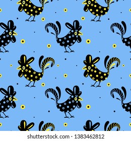 Vector seamless pattern with illustration of roosters. Perfect for fabric, scrap booking, kitchen, farm, and home decor projects.