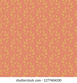 Vector seamless pattern. Illustration of a spring endless orange background in twigs in perfectly matched colors. Stylish texture with silhouettes of plants for print. Surface repeat design.