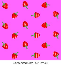 Vector seamless pattern illustration with strawberry on pink background.This template with this design can be used as a template for the design in the fashion industry, wallpaper, wrapping paper, etc.